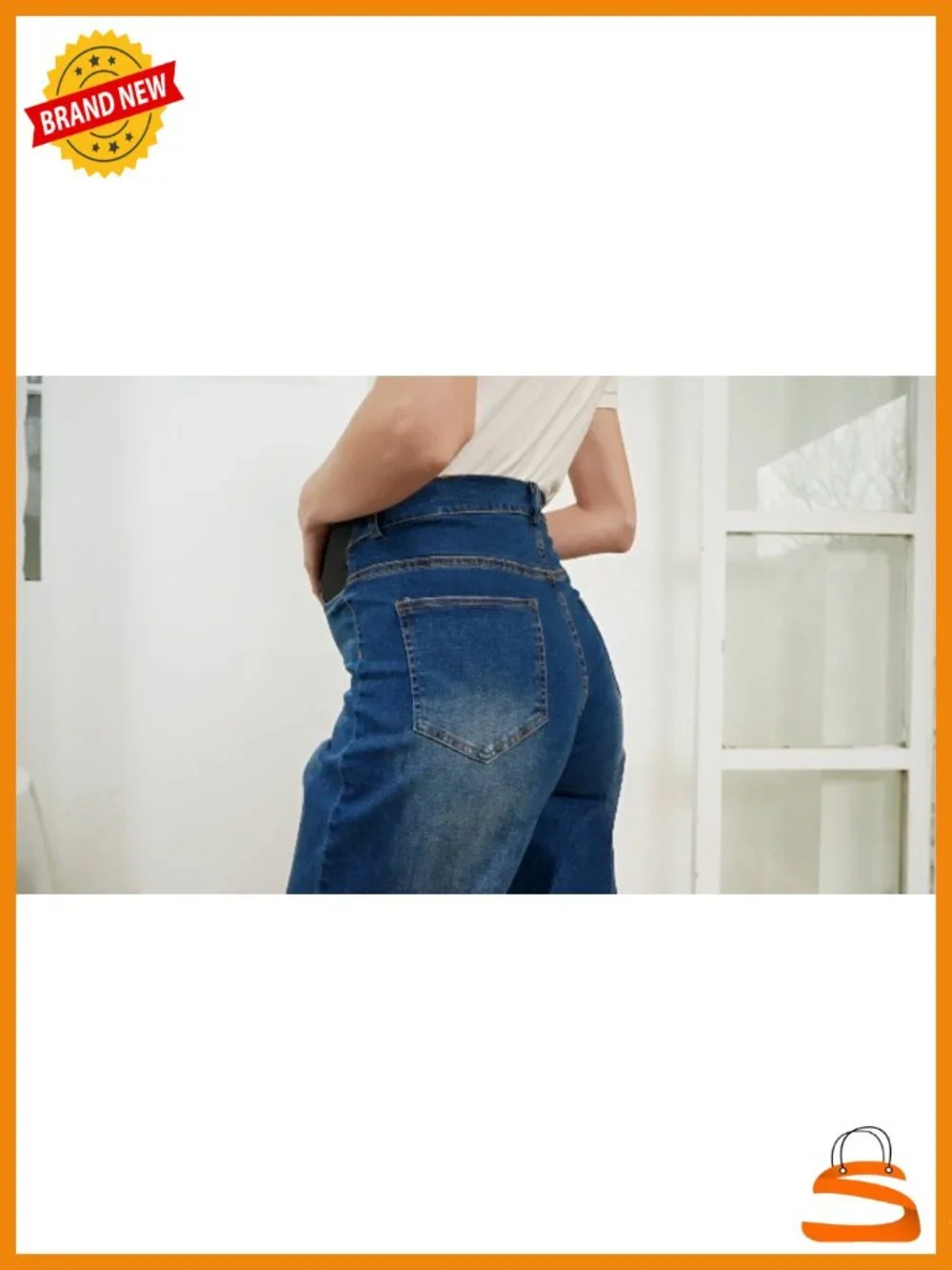 Maternity Jeans Mid-Rise Straight Leg Relaxed Fit Denim Pants Postpartum